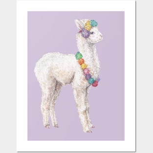 Baby Decorated Watercolor Llama Posters and Art